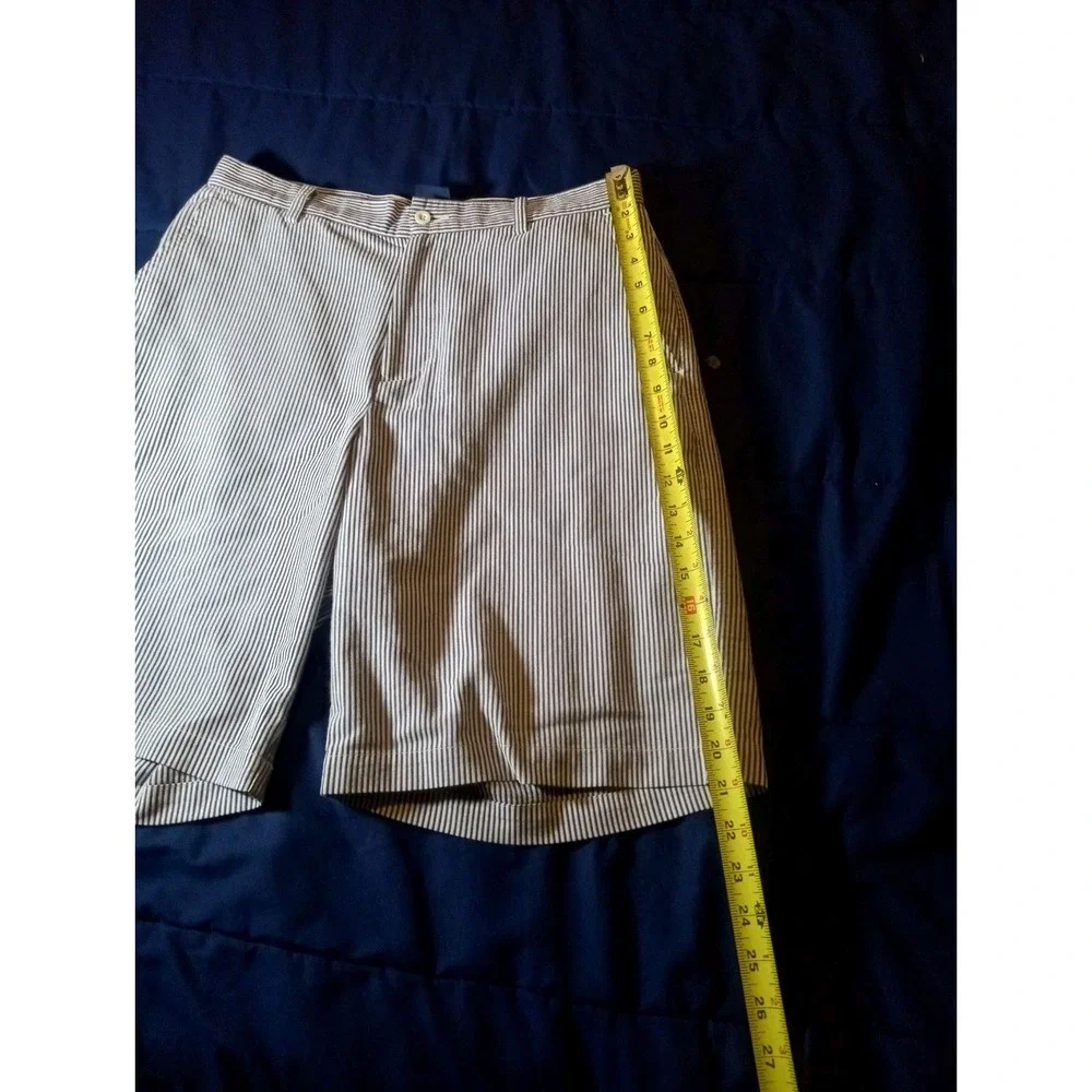 Dunning Shorts Men's Size 32 Blue White Striped Seersucker Golf Performance‎
